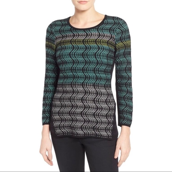 NIC+ZOE Sweaters - NIC+ZOE Textured Stripe Sweater Black Multi Med